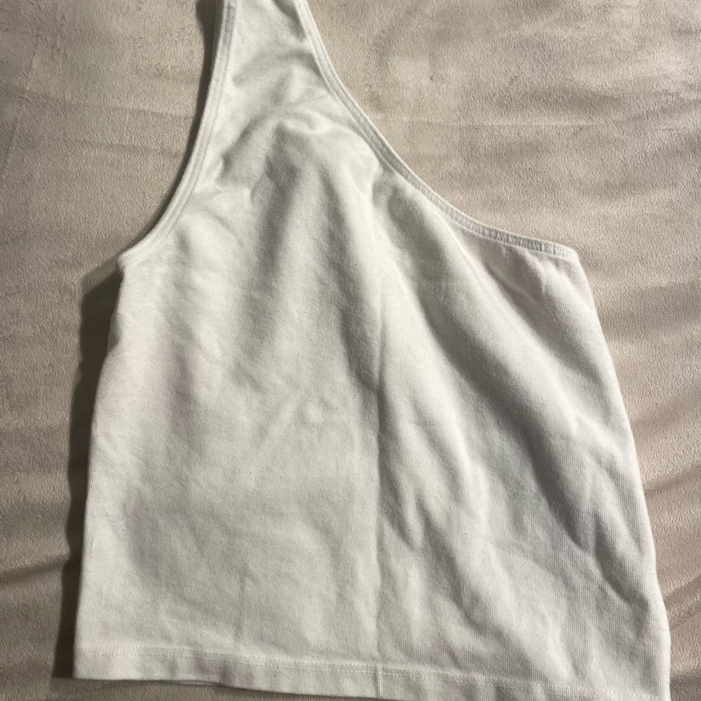 Brandy Melville White Asymmetrical Tank Top